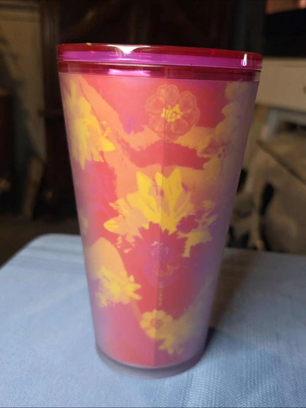 Starbucks Pink Floral Cold Cup Tumbler 16 oz Reusable Spring Flowers Travel Cup